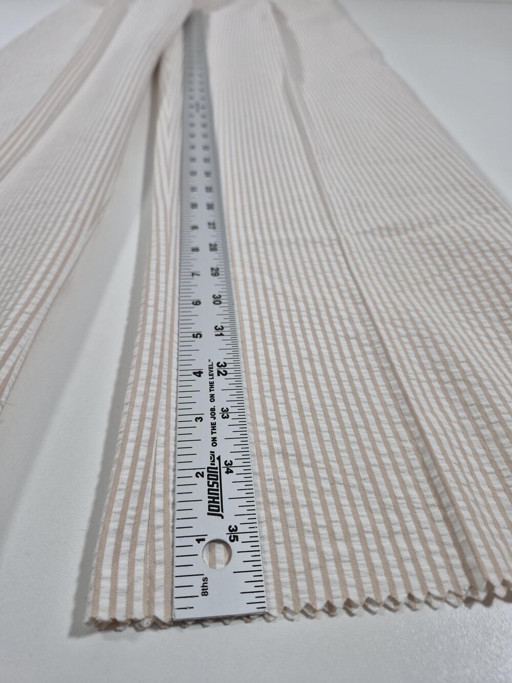 VTG Pants Mens 34x36 Beige Stripe Pleated Lined Cotton Blend Summer NWT - Picture 9 of 11